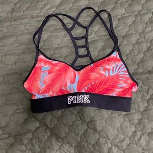 Pink sport push up bra